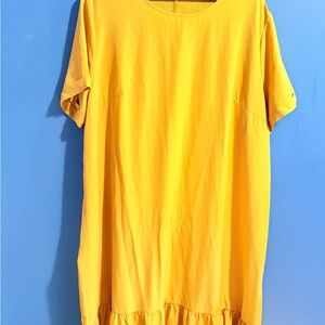 SHEIN Curve 4xl Dress In‎ Bright Yellow Mustard Sun Dress Ruffled Hem Light